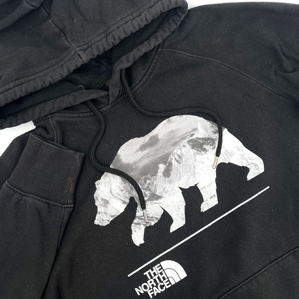 THE NORTH FACE Women's S Black Graphic Print Bear Long-Sleeve Hooded Sweatshirt